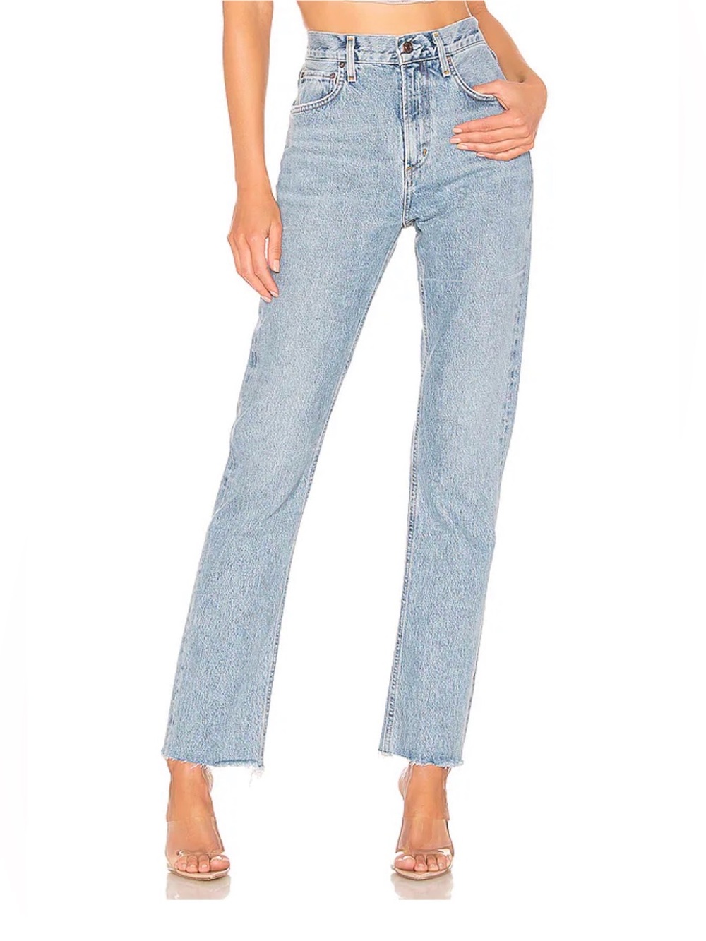 Agolde Light Wash High-Rise Straight Leg Jeans